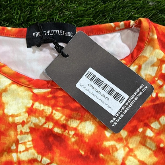 PRETTYLITTLETHINGS  Multi Tie Dye Short Sleeve Ruched Bodycon Dress - Picture 4 of 4